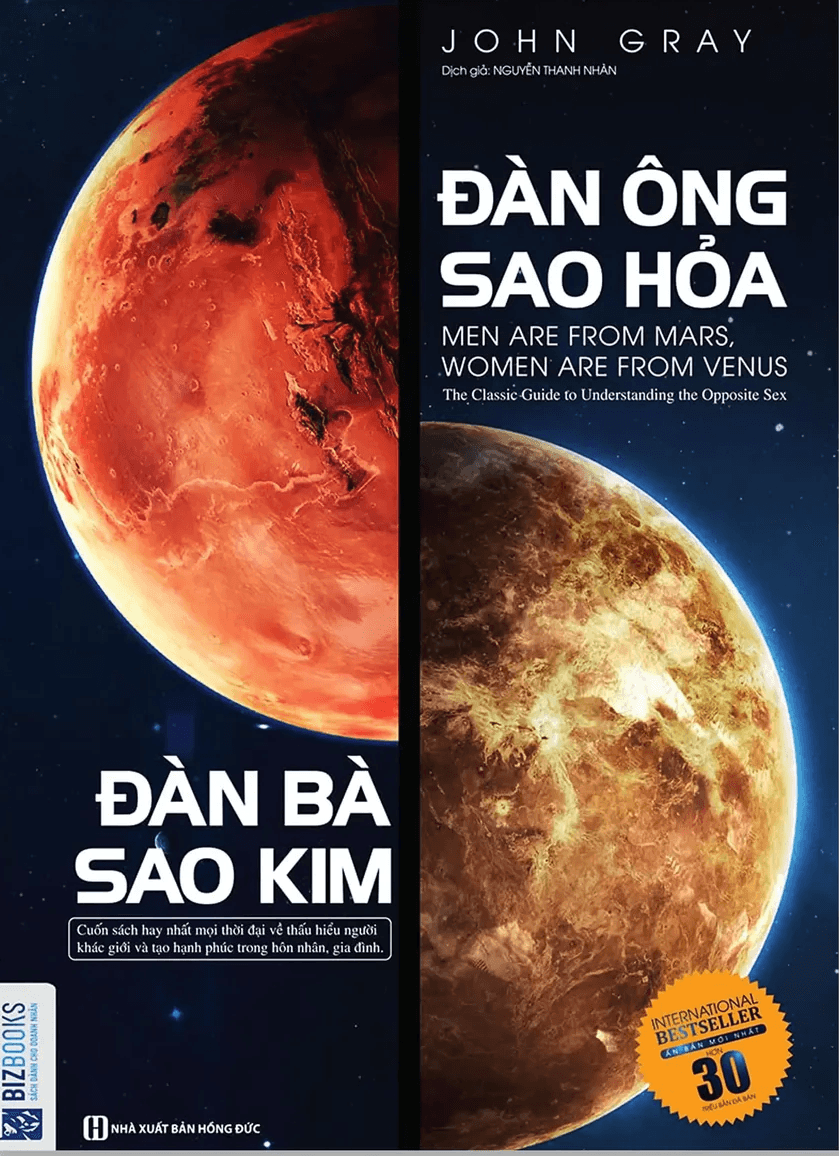 Sách Đàn Ông Sao Hỏa Đàn Bà Sao Kim - Thấu Hiểu Phụ Nữ Đàn Ông Hay, Giữ Hạnh Phúc Gia Đình, Tình Yêu (John Gray)