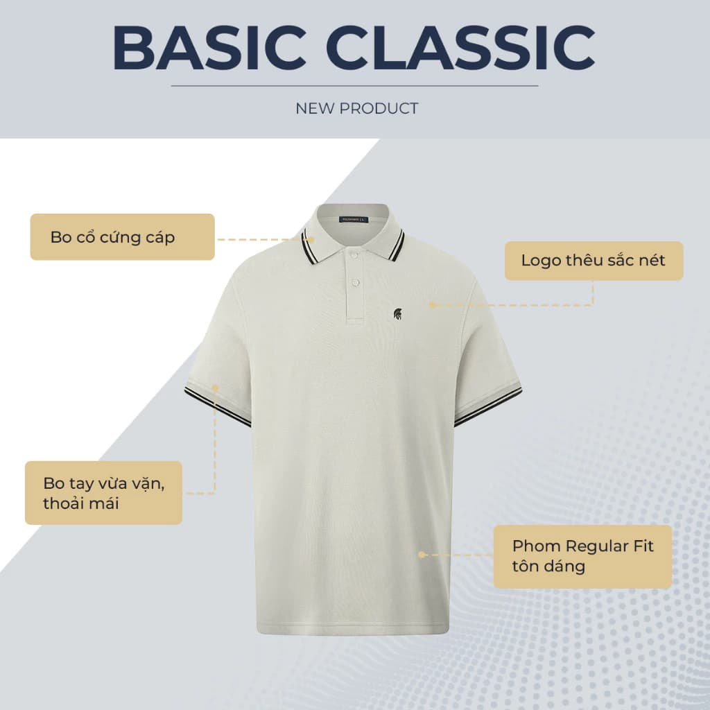 Áo polo nam BASIC CLASSIC vải cá sấu cotton piqué interlock sang trọng, tinh tế - POLOMANOR