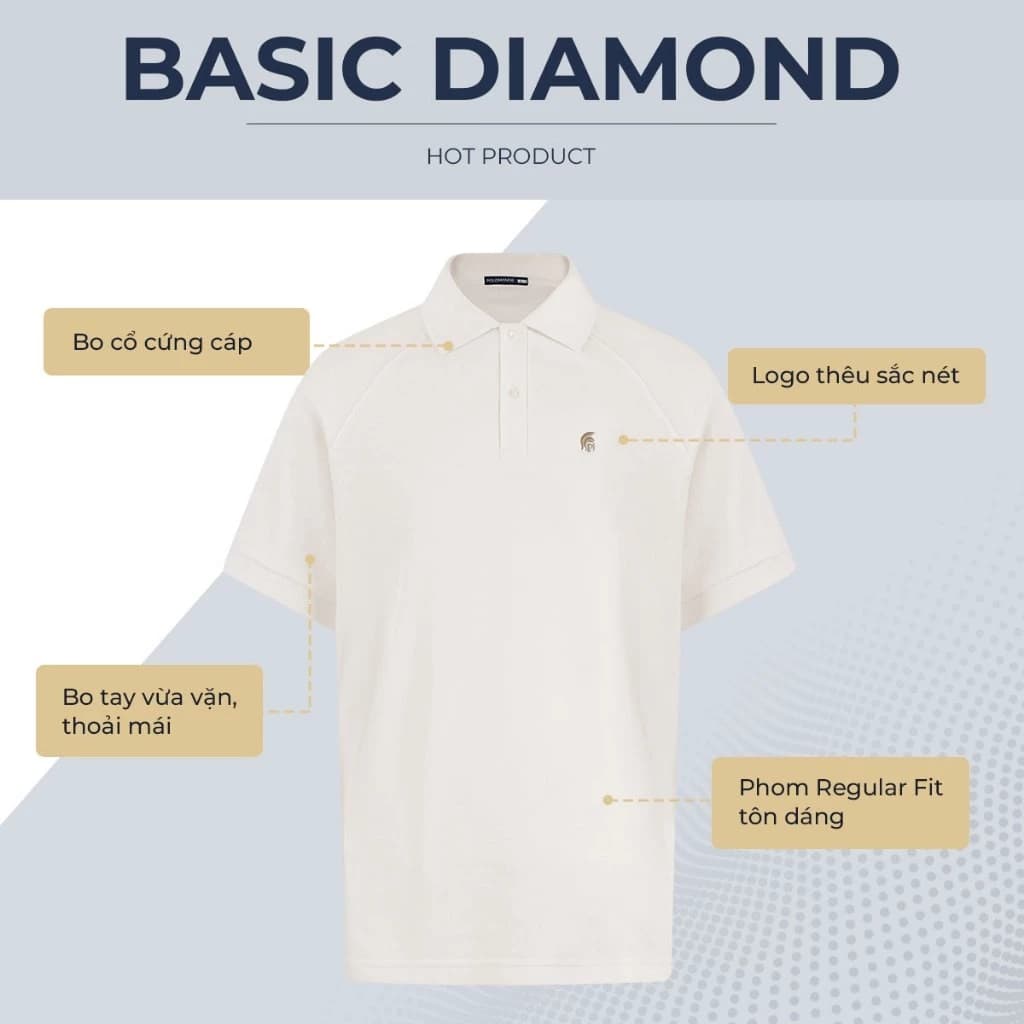 Áo polo nam cao cấp BASIC DIAMOND, chất liệu mới cotton USA thanh lịch sang trọng - POLOMANOR
