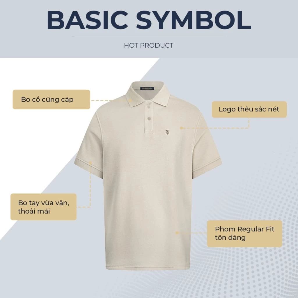 Áo polo nam BASIC SYMBOL vải cá sấu cotton interlock xuất xịn, thanh lịch, sang trọng - POLOMANOR