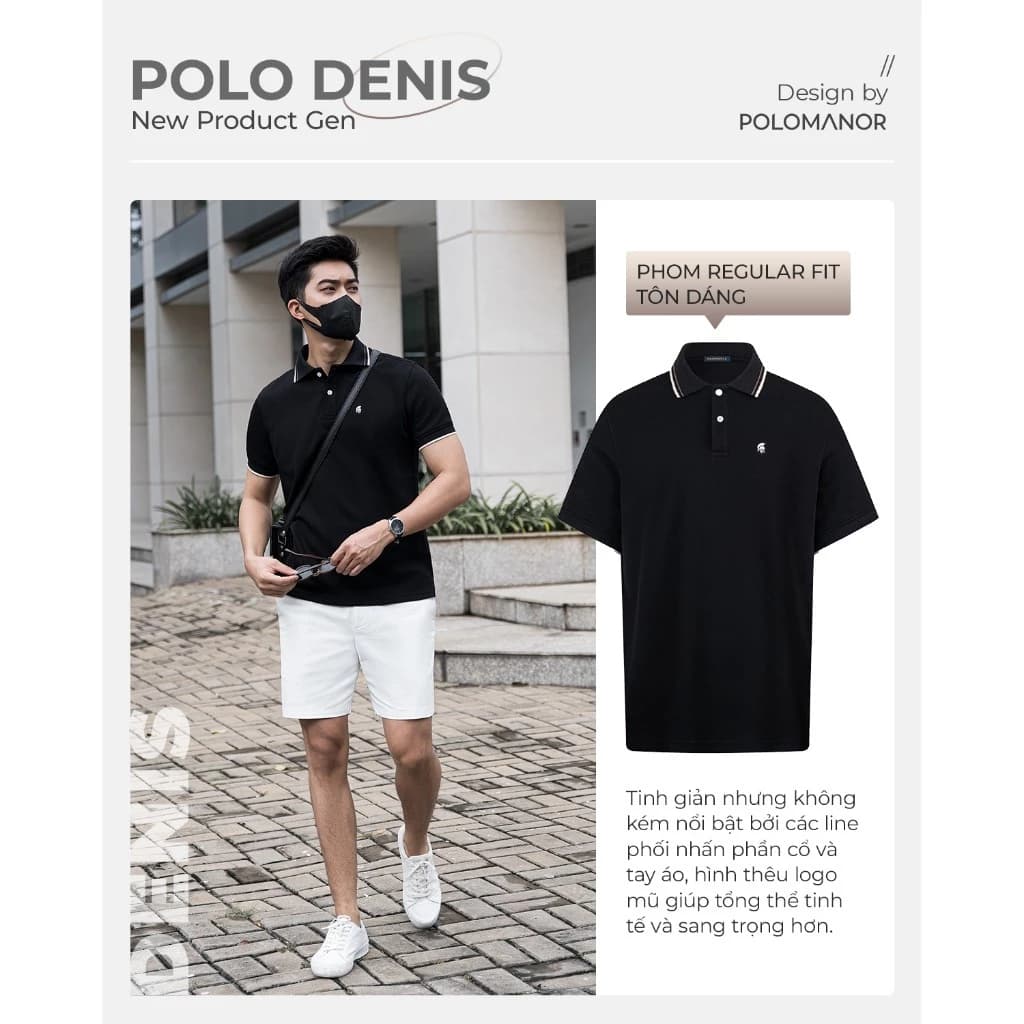 Áo polo nam DENIS vải cá sấu cotton interlock xuất xịn, nam tính, thanh lịch - POLOMANOR