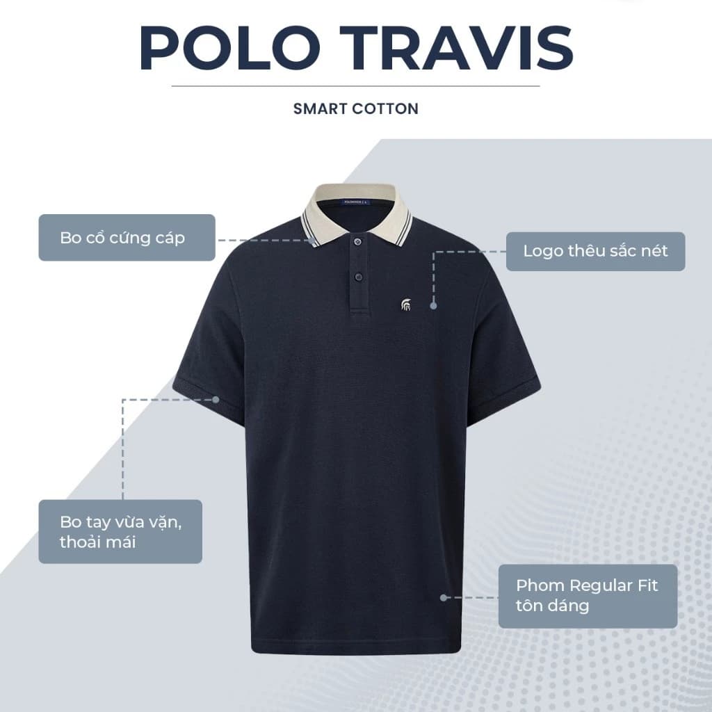 Áo polo nam TRAVIS vải cá sấu cotton interlock xuất xịn, nam tính thanh lịch sang trọng - POLOMANOR